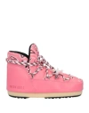 Moon Boot Woman Ankle Boots Pink Size 8-8.5 Textile Fibers