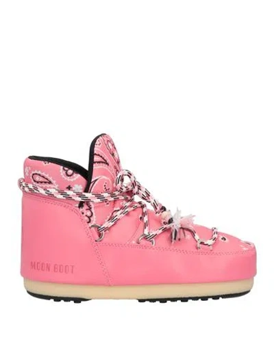 Moon Boot Woman Ankle Boots Pink Size 8-8.5 Textile Fibers