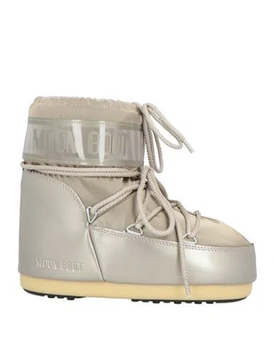 Moon Boot Woman Ankle Boots Platinum Size 8-9.5 Textile Fibers In Grey