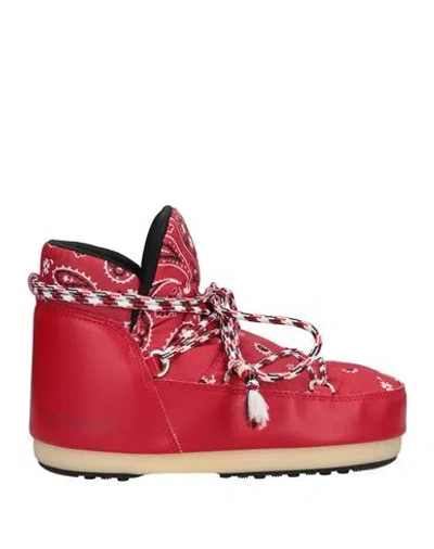 Moon Boot Woman Ankle Boots Red Size 6-7 Textile Fibers