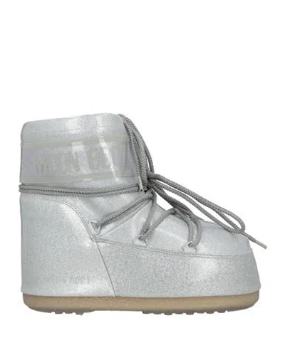 Moon Boot Woman Ankle Boots Silver Size 8-9.5 Synthetic Material In Gray