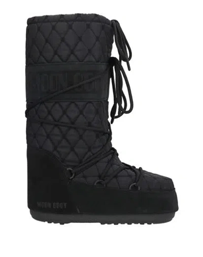 Moon Boot Woman Boot Black Size 4.5-7 Textile Fibers, Leather