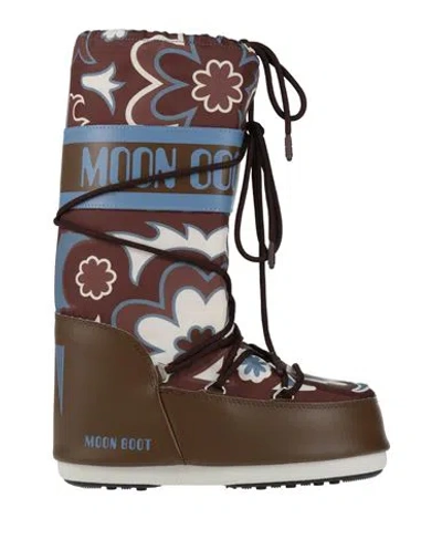 Moon Boot Woman Boot Brown Size 8-9.5 Textile Fibers, Synthetisches Material