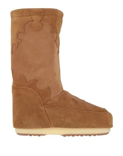 Moon Boot Icon Suede Embroidery In Brown