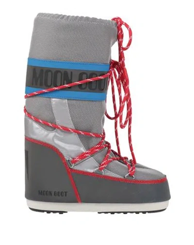 Moon Boot Woman Boot Grey Size 4.5-5.5 Textile Fibers, Synthetic Material In Brown