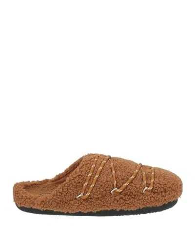Moon Boot Woman House Slipper Camel Size 8 Textile Fibers In Brown