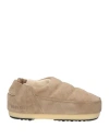 Moon Boot Beige Slip On Slides In Beige