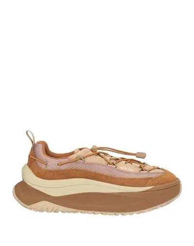 Moon Boot Woman Sneakers Camel Size 8.5 Leather, Textile Fibers
