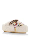 Moon Boot Women's Beaded Faux Fur Slippers In Cream