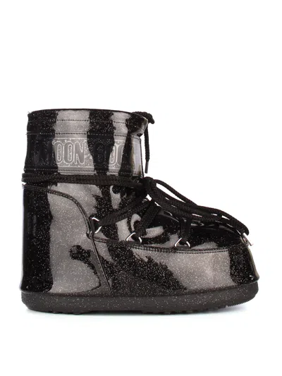 Moon Boot Icon Low Glitter Coated-shell Snow Boots In Nero