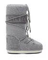 Moon Boot Woman Boot Grey Size 8-9.5 Textile Fibers In Grey