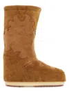 Moon Boot High Suede Boots In Cognac With Wedge Embroidery In Brown