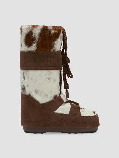 Moon Boot Women's Icon Archive 1985 Animal-print Calf Hair & Suede Boots In Brown