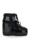 Moon Boot Women 'icon' Black Snow Ankle Boots With Maxi Logo Print On The Side In Tech Fabric Woman In Black