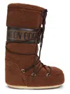 Moon Boot Women 'icon' Brown Snow Boots With Maxi Logo Print On The Side In Fleece Woman In Brown