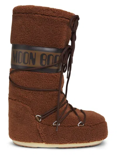Moon Boot Cozy Fleece Knee-high Boots In Brown