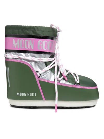 Moon Boot Icon Low Space Racing Ankle Boots In Green
