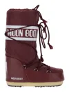 Moon Boot Logo-band Lace-up Boots In Burgundy