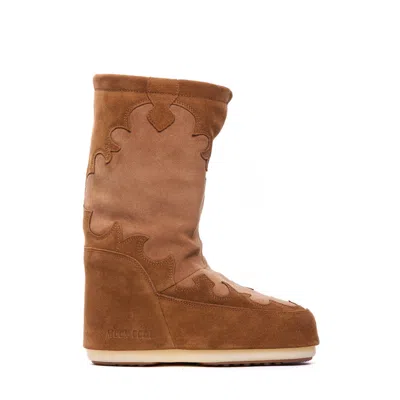Moon Boot Women Icon Suede Embrodery Boots In Brown