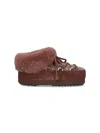 Moon Boot Chic Mini Clog Boot With Sterling Trim And Lace-up Closure In Brown