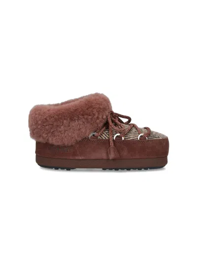 MOON BOOT MOON BOOT WOMEN'S LEATHER MINI BOOTS WITH RUBBER SOLE