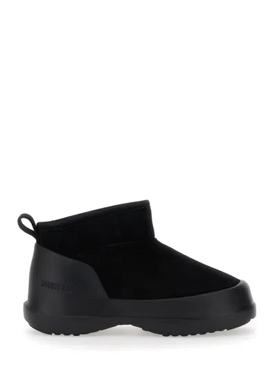 Moon Boot Women 'luna' Black Ankle Boots In Suede And Tech Fabric Woman