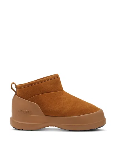 Moon Boot Luna Low Suede Leather Ankle In Brown