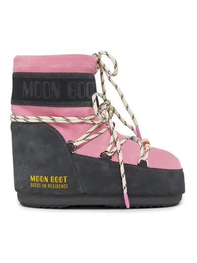 MOON BOOT WOMEN'S MB X GUEST IN RESIDENCE ICON LOW BEAD-EMBELLISHED SUEDE BOOTS