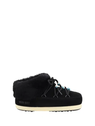 Moon Boot Women Mule Suede Beads Ankle Boots In Black