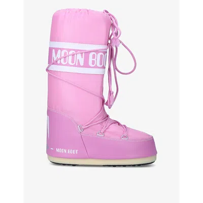 Moon Boot Womens Pink Icon Logo-print Shell Boots