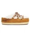 Moon Boot Lace Detail Mules Rubber Sole Suede In White