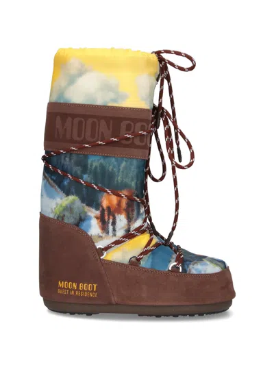 Moon Boot Women's Suede-trim Utility Boot In Brown