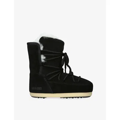 Moon Boot Womens Evx Suede And Shearling Snow Boots Black Eur 35 / 2 Uk