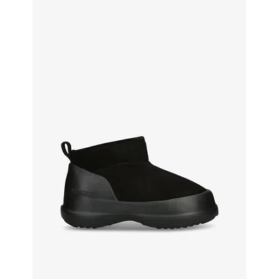 MOON BOOT WOMENS BLACK LUNA BRAND-EMBOSSED SUEDE ANKLE BOOTS EUR 39 / 6 UK