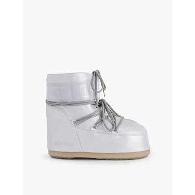 Moon Boot Icon Low Glitter Boots In H001 Silver