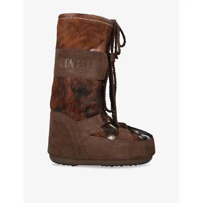 Moon Boot Womens Icon Archive 1985 Cowhide Leather Snow Boots Brown/oth Eur 39 / 6 Uk