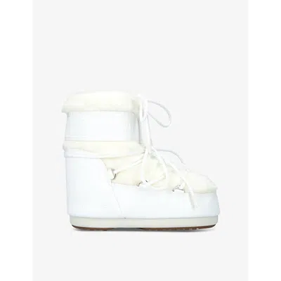 MOON BOOT WOMENS WHITE ICON LOW FAUX-FUR AND LEATHER SNOW BOOTS EUR 39 / 6 UK