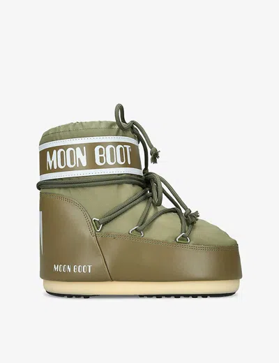Moon Boot Womens  Icon Low 2 Lace-up Nylon Snow Boots In Khaki/olive