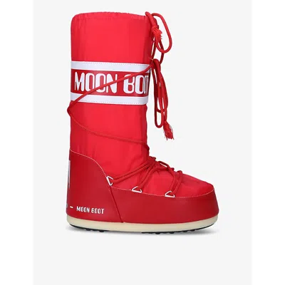 Moon Boot Womens  Icon Branded Nylon Snow Boots In Red