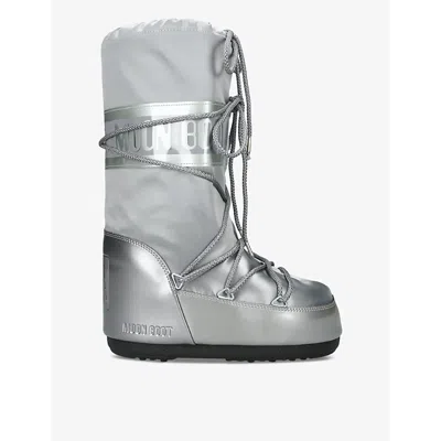 MOON BOOT WOMENS SILVER ICON GLANCE METALLIC SHELL BOOTS EUR 39 / 6 UK