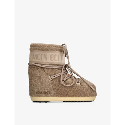 MOON BOOT WOMENS BEIGE ICON LOW LACE-UP FELT SNOW BOOTS EUR 39 / 6 UK