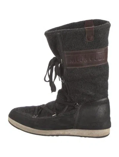 Pre-owned Moon Boot Wool Colorblock Pattern Lace-up Boots In Multi