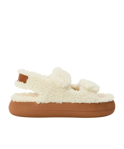 Moon Boot Wool Logo Sandals In Brown