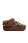Moon Boot X Guest In Residence Suede Shearling-trim Chalet Mules In Brown