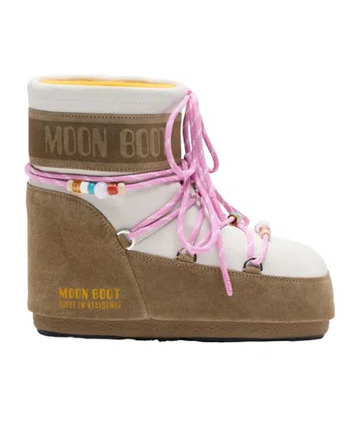 Moon Boot Two-tone Suede S X Guest In Residence Icon Low Ankle Boots In Animal Print