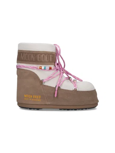 Moon Boot Two-tone Suede S X Guest In Residence Icon Low Ankle Boots In Animal Print