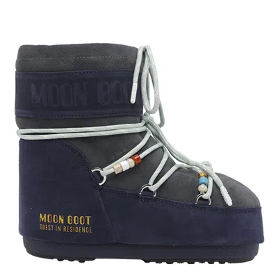 Moon Boot X Guest In Residence X Guest In Residence Icon Beaded Suede Boots In Blue