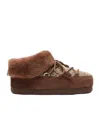 Moon Boot Chic Mini Clog Boot With Sterling Trim And Lace-up Closure In Brown