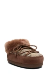 Moon Boot X Guest In Residence Suede Shearling-trim Chalet Mules In Brown