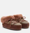 Moon Boot X Guest In Residence Suede Shearling-trim Chalet Mules In Brown